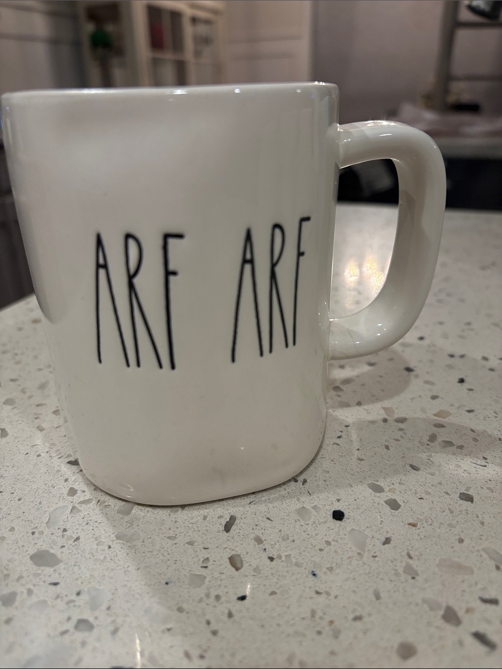 Rae Dunn White Ceramic Mug with Black Lettering